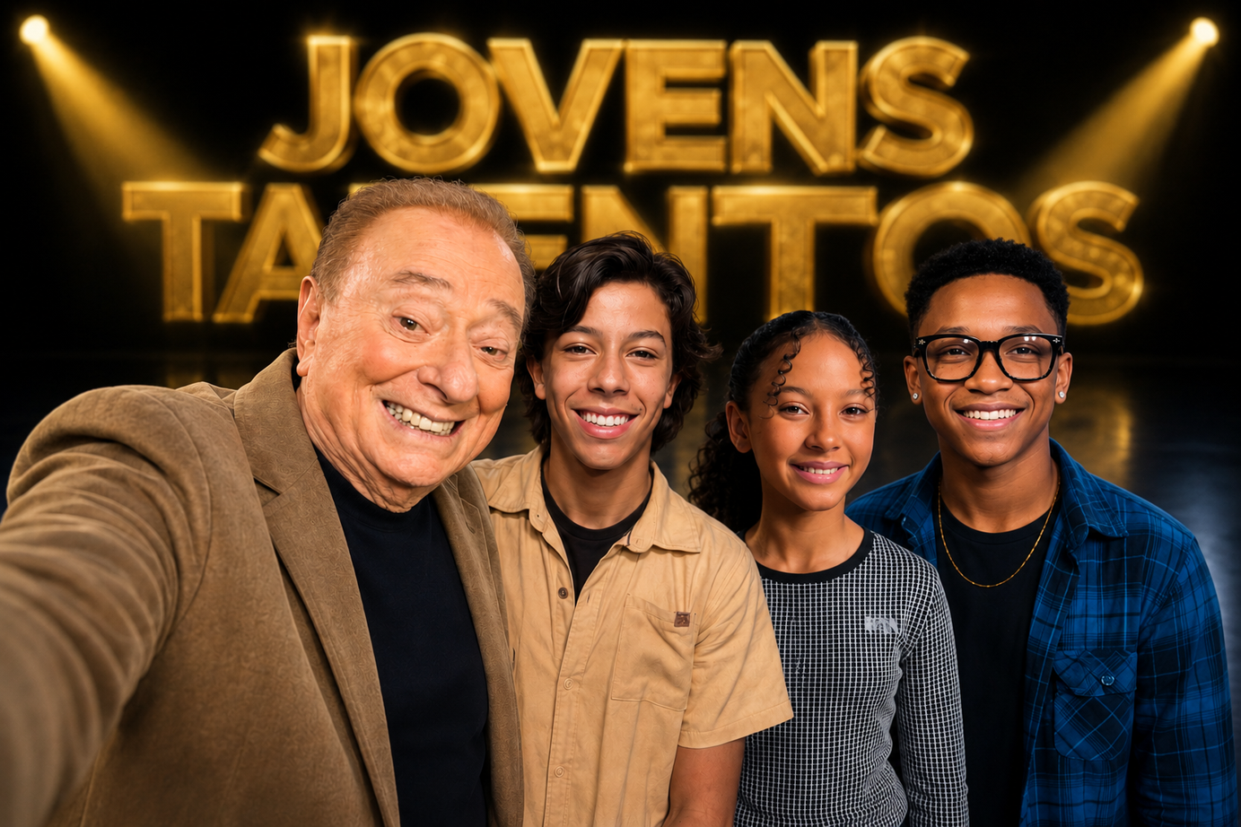 Raul Gil com jovens talentos